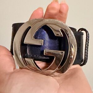 Gucci Black Belt with Silver GG Buckle